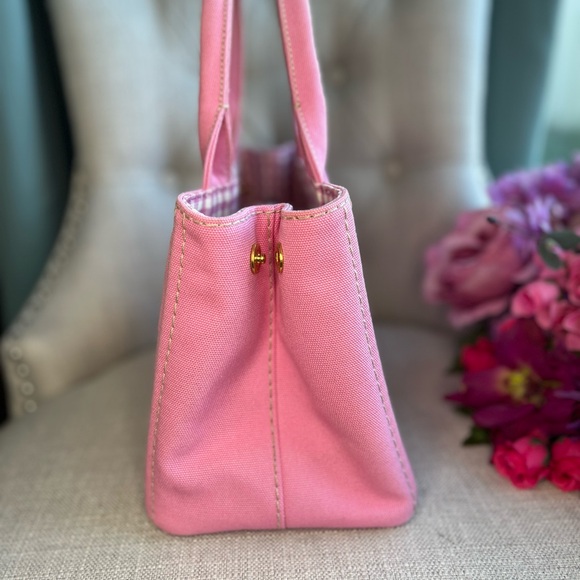AUTHENTIC PINK PRADA CANAPA TOTE LIKE NEW - Picture 9 of 16